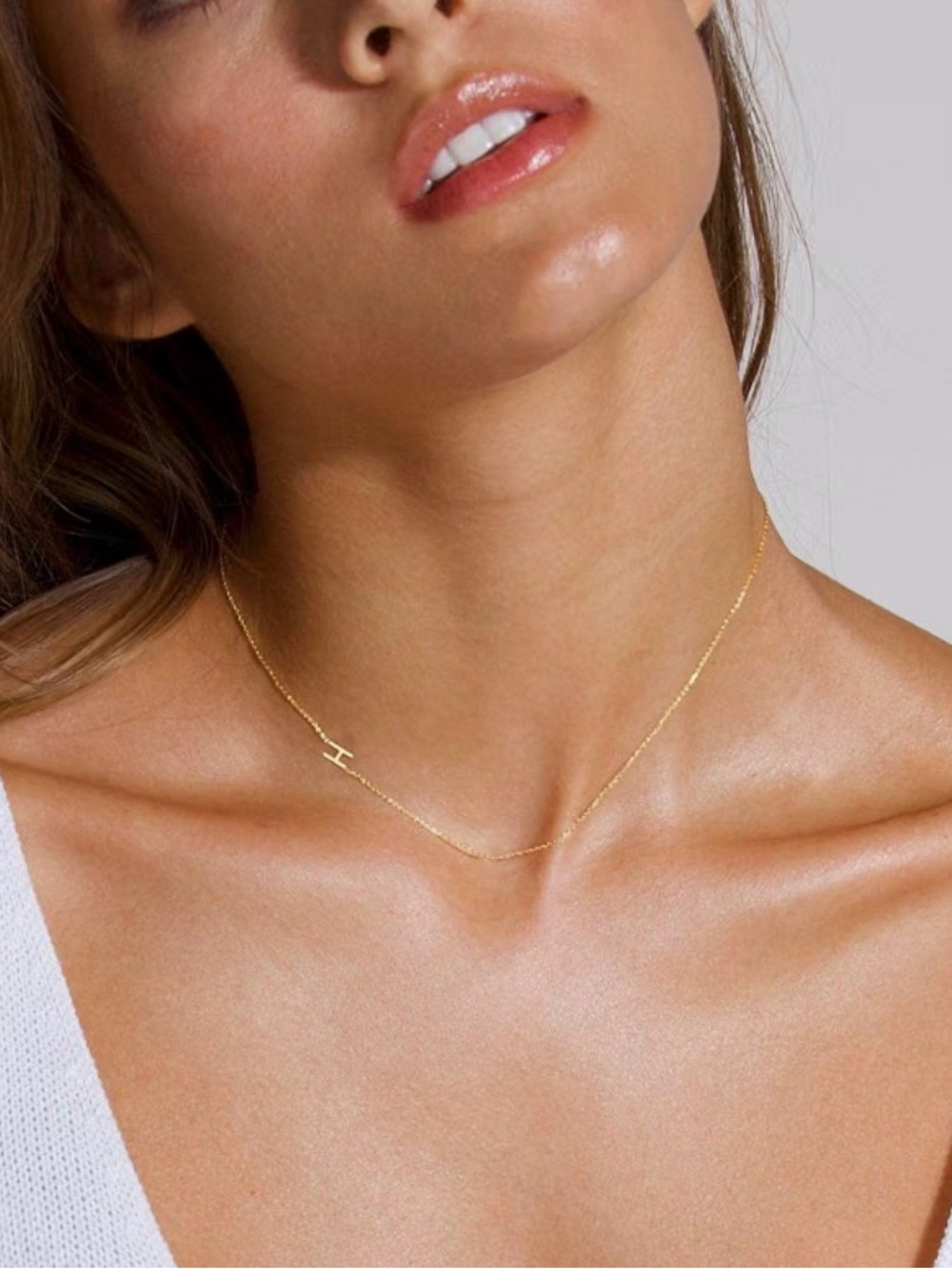 Delicate Gold Initial Bar Necklace - Women's Jewelry